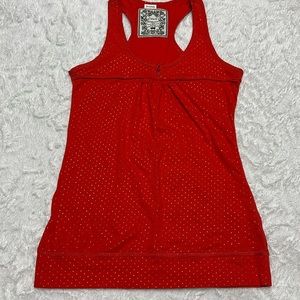 Poof - Red/ Metallic Gold Polka Dot Tank Top